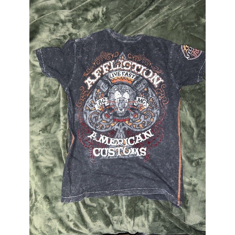 affliction t shirt men medium Puff Print Graphic